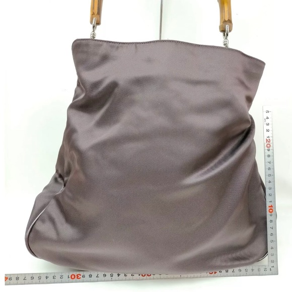 Gucci Bamboo Handle 2way Shoulder bag /Dark Brown/ Nylon hobo - Picture 4 of 14